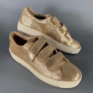 BOBBIES Size 8 Gold Champagne Glitter 3 Hook & Loop Sneakers